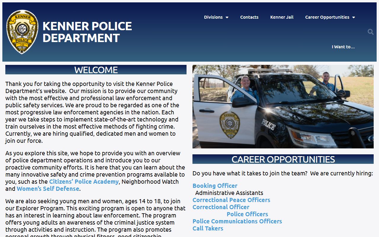 Kenner Police Department website for Kenner people search