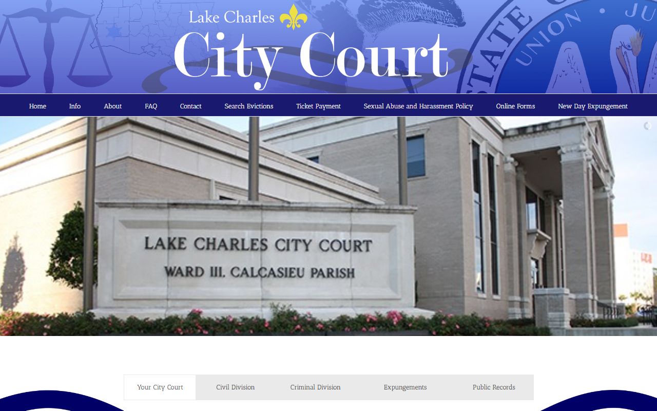 Lake Charles City Court website for Lake Charles people search