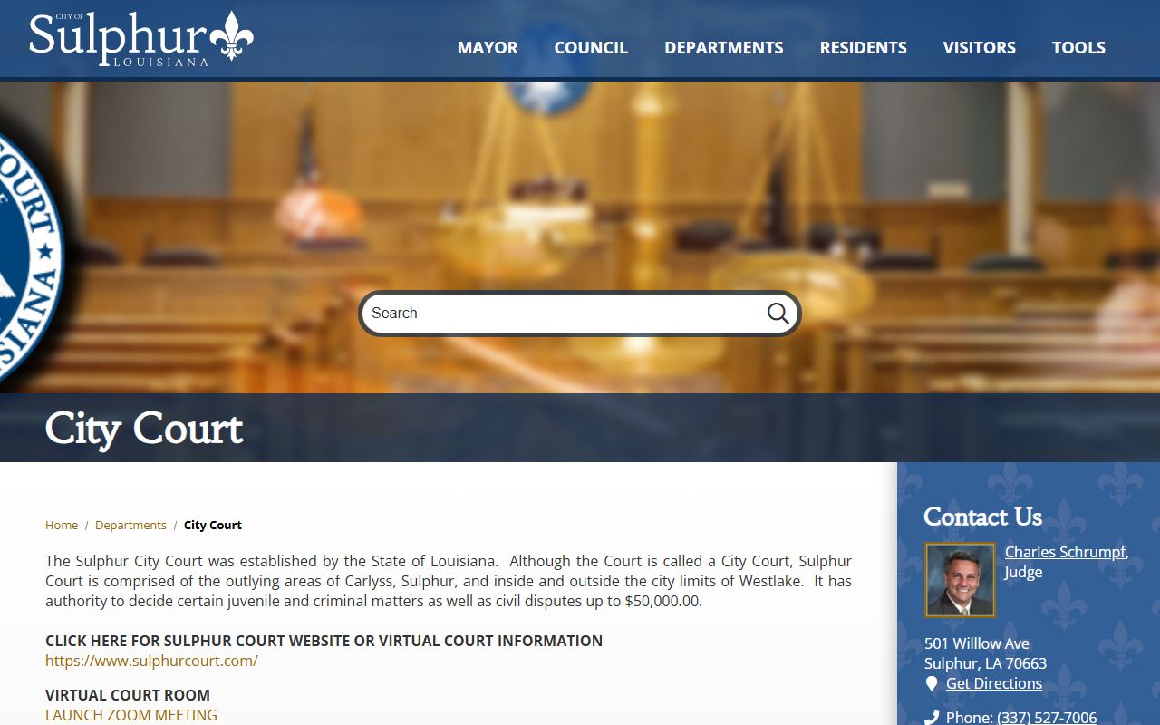 Sulphur City Court page for Sulphur people search