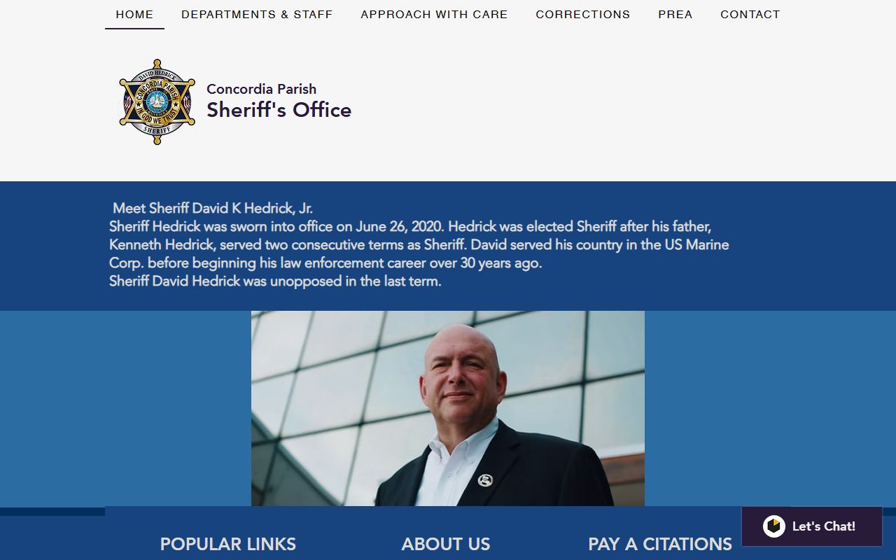 Concordia Parish Sheriff website for Vidalia people search