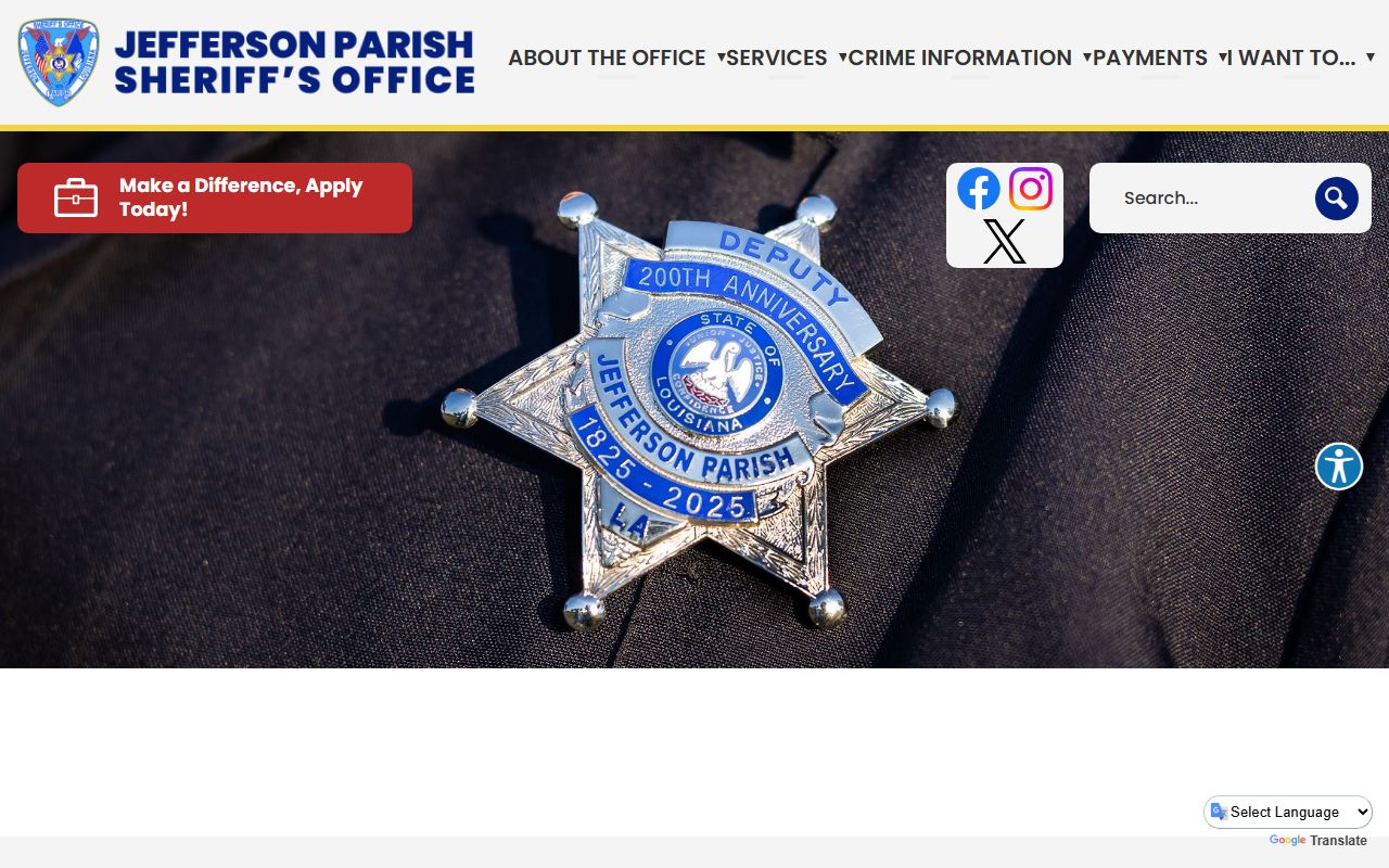 Jefferson Parish Sheriff website for people search records