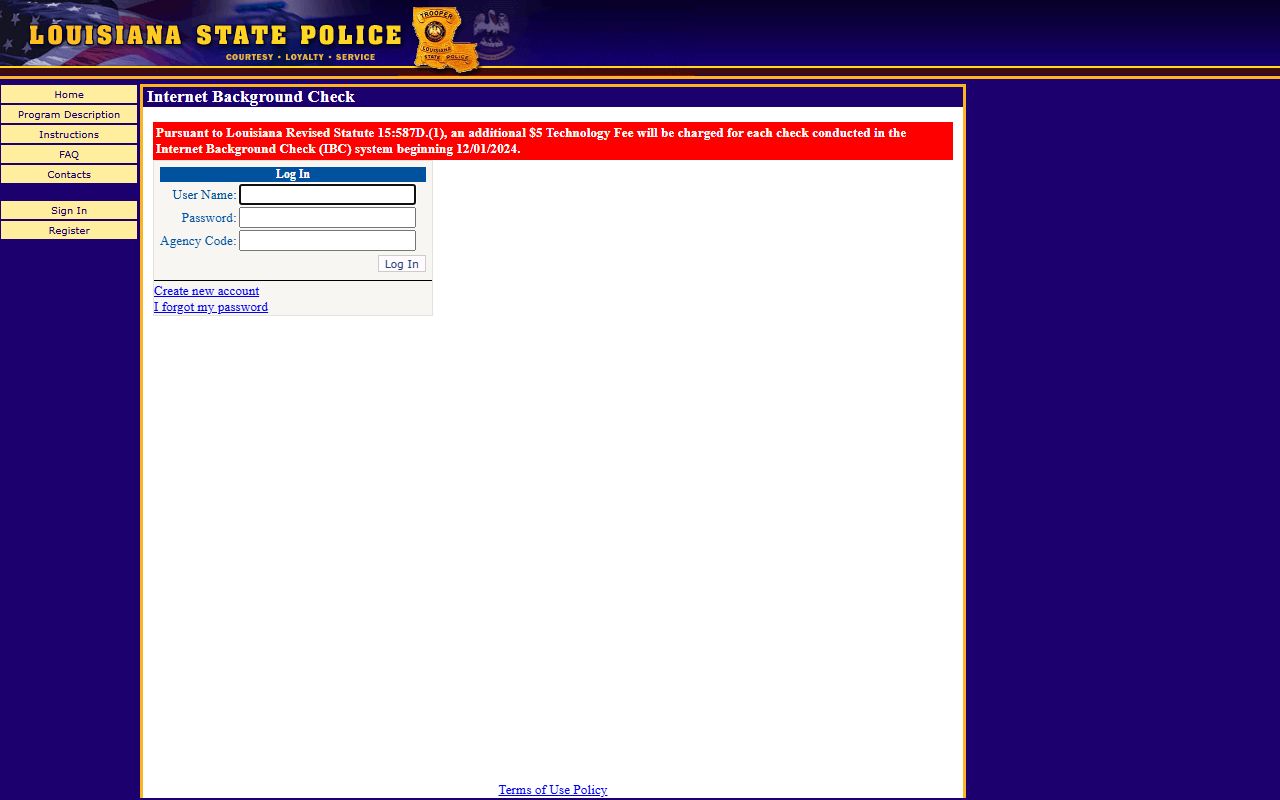 Louisiana Internet Background Check System for people search