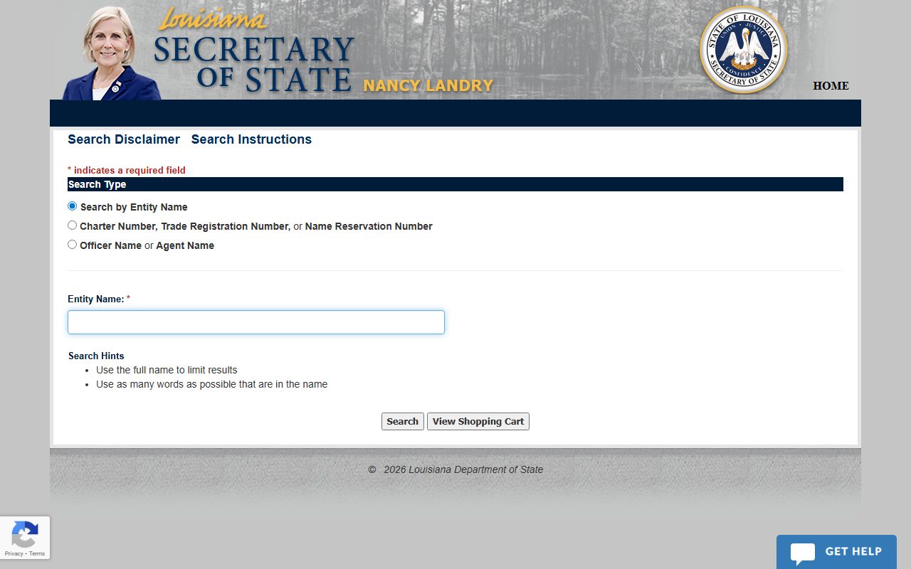 Louisiana Secretary of State business search for people records
